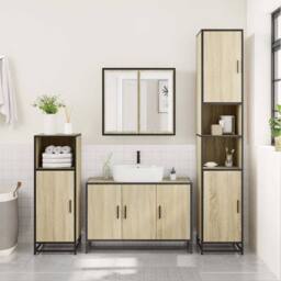 Berkfield Home 4¬†Piece Bathroom Furniture Set¬†Sonoma Oak Engineered Wood in Brown - thumbnail 4