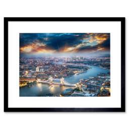 "Artery8 Photo Cityscape Composition Aerial View London Thames Framed Art Print in Blue - Size: W12"" x H16""" - thumbnail 1