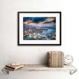 "Artery8 Photo Cityscape Composition Aerial View London Thames Framed Art Print in Blue - Size: W12"" x H16""" - thumbnail 2