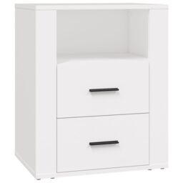 Berkfield Home Bedside Cabinet White 50x36x60 cm Engineered Wood - Size: 50 x 36 x 60 cm - thumbnail 2