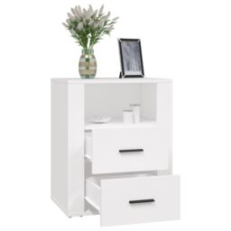 Berkfield Home Bedside Cabinet White 50x36x60 cm Engineered Wood - Size: 50 x 36 x 60 cm - thumbnail 5