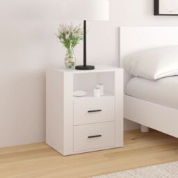 Berkfield Home Bedside Cabinet White 50x36x60 cm Engineered Wood - Size: 50 x 36 x 60 cm - thumbnail 1