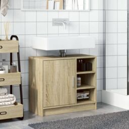 Berkfield Home Sink Cabinet Sonoma Oak 63x29x55 cm Engineered Wood in Brown - Size: 63 x 29 x 55 cm - thumbnail 3