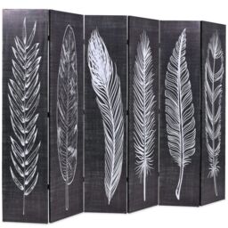 Berkfield Home Folding Room Divider 228x170 cm Feathers Black & White - thumbnail 2