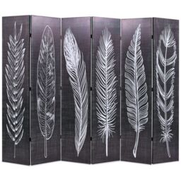 Berkfield Home Folding Room Divider 228x170 cm Feathers Black & White