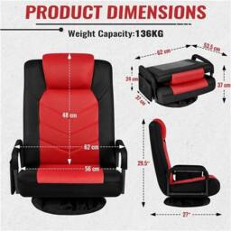 KORVIXA Black/Red Reclining Swivel Floor Gaming Chair - Size: 100 cm x 100 cm - thumbnail 2