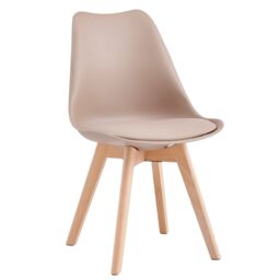 MCC Direct Single Dining Chair with Wooden Legs & Padded Cushion - Eva in Brown - thumbnail 3