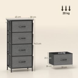 HOMCOM Fabric Chest of Drawers, Drawer Dresser for Bedroom in Dark Grey - Size: XL - thumbnail 3