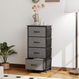 HOMCOM Fabric Chest of Drawers, Drawer Dresser for Bedroom in Dark Grey - Size: XL - thumbnail 1