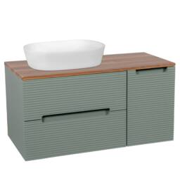 Bathroom Kingdom Monza Green & Walnut Fluted Wall Hung Vanity Basin 900mm