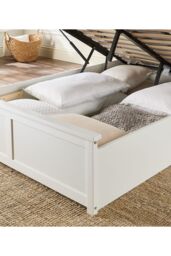 Aspire Wooden Ottoman Storage Bed in White - Size: Super King - thumbnail 4