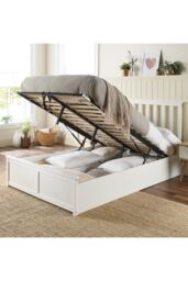 Aspire Wooden Ottoman Storage Bed in White - Size: Super King - thumbnail 2
