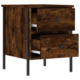 Berkfield Home Bedside Cabinet Smoked Oak 40x42x50 cm Engineered Wood in Brown - Size: 40 x 42 x 50 cm - thumbnail 6