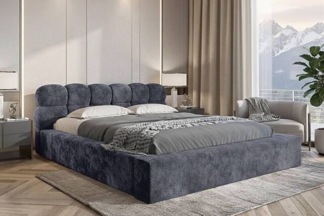 Stratus Interiors Cloud Mini Ambassador Upholstered Bed - Gas Lift Storage in Blue - Size: Super King - image 1