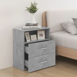 Berkfield Home Bed Cabinets 2 pcs Concrete Grey 50x32x60cm - Size: 50 x 32 x 60 cm - thumbnail 3