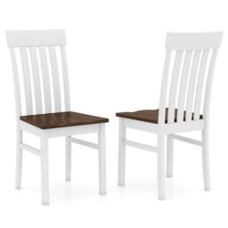 Costway Dining Chairs Set of 2 Dining Room Chairs w/Hollowed Backrests in White - thumbnail 3