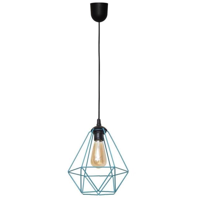 Netlighting Karo Wire Frame Pendant Ceiling Light Black Turquoise 24cm