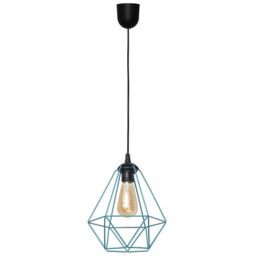 Netlighting Karo Wire Frame Pendant Ceiling Light Black Turquoise 24cm