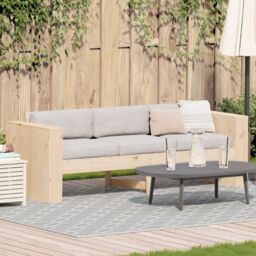 Berkfield Home Garden Sofa 3-Seater Natural Solid Pine wood Medium Durable in Brown