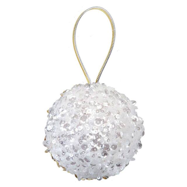 VFM e-Store Christmas Hanging Ball Decoration 13cm x 8cm Gold X 1 - Size: 13 cm x 8 cm - image 1