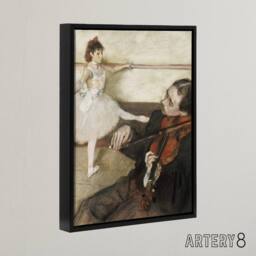 "Artery8 Dance Lesson with Violinist Edgar Degas Vintage Framed Canvas Wall Art in Beige - Size: W12"" x H16""" - thumbnail 2