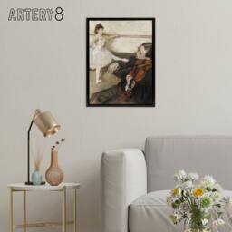 "Artery8 Dance Lesson with Violinist Edgar Degas Vintage Framed Canvas Wall Art in Beige - Size: W12"" x H16""" - thumbnail 3