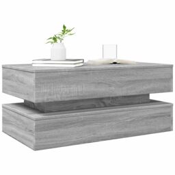 Berkfield Home Coffee Table with LED Lights Grey Sonoma 90x50x40 cm - Size: 90 x 50 x 40 cm - thumbnail 6