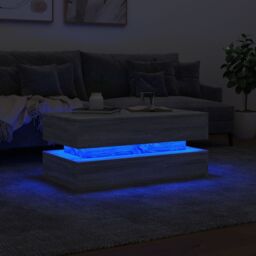 Berkfield Home Coffee Table with LED Lights Grey Sonoma 90x50x40 cm - Size: 90 x 50 x 40 cm - thumbnail 5