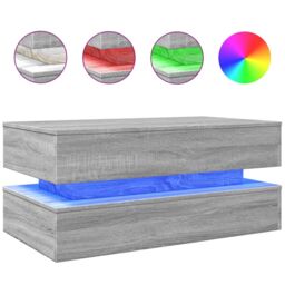 Berkfield Home Coffee Table with LED Lights Grey Sonoma 90x50x40 cm - Size: 90 x 50 x 40 cm - thumbnail 2