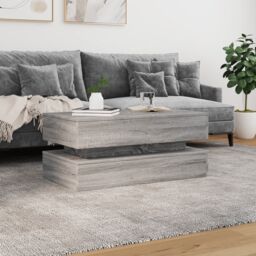 Berkfield Home Coffee Table with LED Lights Grey Sonoma 90x50x40 cm - Size: 90 x 50 x 40 cm - thumbnail 4