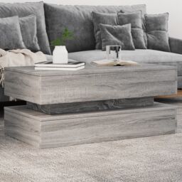 Berkfield Home Coffee Table with LED Lights Grey Sonoma 90x50x40 cm - Size: 90 x 50 x 40 cm - thumbnail 1
