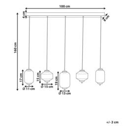 Wyld and Coco 5-Light Pendant Lamp - Iron Finish Multicolour Smoked Glass - thumbnail 3