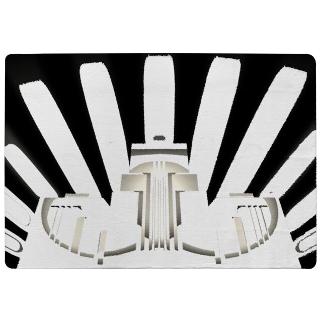 Benjamin Tate Design Art Deco Skyscraper In Black & White Designer Rug in Natural - Size: Large - image 1