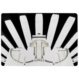 Benjamin Tate Design Art Deco Skyscraper In Black & White Designer Rug in Natural - Size: Large - thumbnail 1