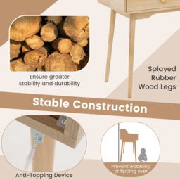 Gymax Writing Desk With Hutch 2 Drawers & Monitor Stand Office Workstation in Beige - thumbnail 6