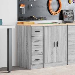 Berkfield Home Durable Garage Storage Cabinet Grey Sonoma 30x51x85 cm Solid Wood Pine - Size: 30 x 51 x 85 cm - thumbnail 2
