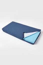 Homescapes Quilted Cotton 2 Seater Orthopaedic Booster Cushion Cover in Navy