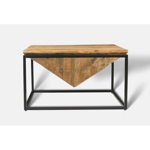 Jaipur Furniture Ltd Industrial Diamond Coffee Table - Mango Wood/Iron - L80 x W80 x H47 cm - Mango PP Saw Finish in Brown - image 1