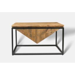 Jaipur Furniture Ltd Industrial Diamond Coffee Table - Mango Wood/Iron - L80 x W80 x H47 cm - Mango PP Saw Finish in Brown - thumbnail 1