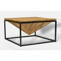 Jaipur Furniture Ltd Industrial Diamond Coffee Table - Mango Wood/Iron - L80 x W80 x H47 cm - Mango PP Saw Finish in Brown - thumbnail 2