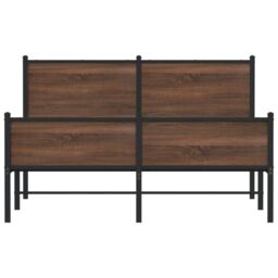 Berkfield Home Metal Bed Frame without Mattress Brown Oak 140x190 cm - thumbnail 5