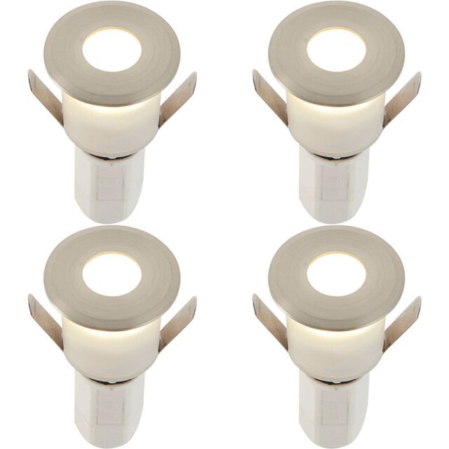 Loops 4 PACK Recessed Decking IP67 Guide Light - 1.2W Cool White LED - Satin Nickel in Metallics - image 1