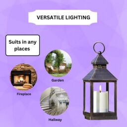 Marco Paul 23cm Metal Flickering Candle Garden Lantern - Grey in Black - thumbnail 4