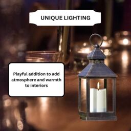 Marco Paul 23cm Metal Flickering Candle Garden Lantern - Grey in Black - thumbnail 5