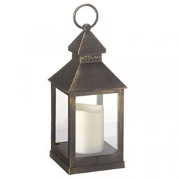 Marco Paul 23cm Metal Flickering Candle Garden Lantern - Grey in Black - thumbnail 3