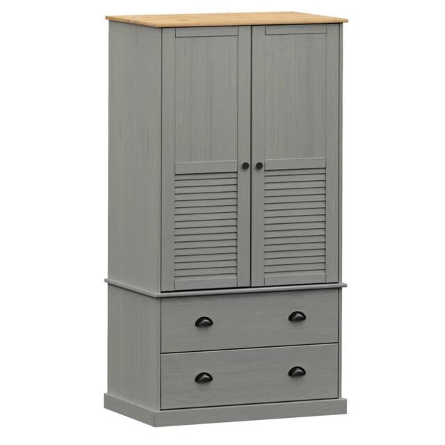 Berkfield Home Wardrobe VIGO Grey 90x55x176 cm Solid Wood Pine - Size: 90 x 55 x 176 cm - image 1
