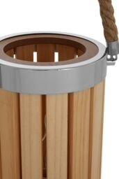 Orsina White Slatted Lamp Holder With Nautical Rope Detail, Chrome-Trimmed Cylindrical Lamp, Stylish Small Lamp in Natural - thumbnail 4