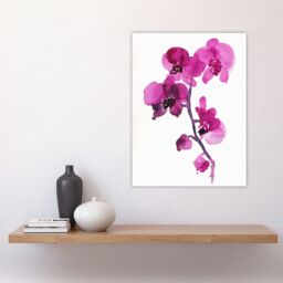 "Artery8 Elegant Pink Orchid Abstract Floral Watercolour Wall Art Print - Size: W18"" x H24""" - thumbnail 4