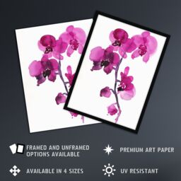 "Artery8 Elegant Pink Orchid Abstract Floral Watercolour Wall Art Print - Size: W18"" x H24""" - thumbnail 2