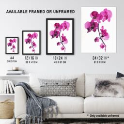 "Artery8 Elegant Pink Orchid Abstract Floral Watercolour Wall Art Print - Size: W18"" x H24""" - thumbnail 3